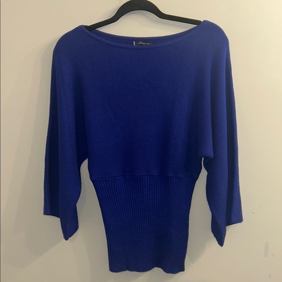 Anne Klein Royal Blue Boat Neck Sweater with Relaxed Fit and Ribbed Hem Size S - Picture 1 of 8